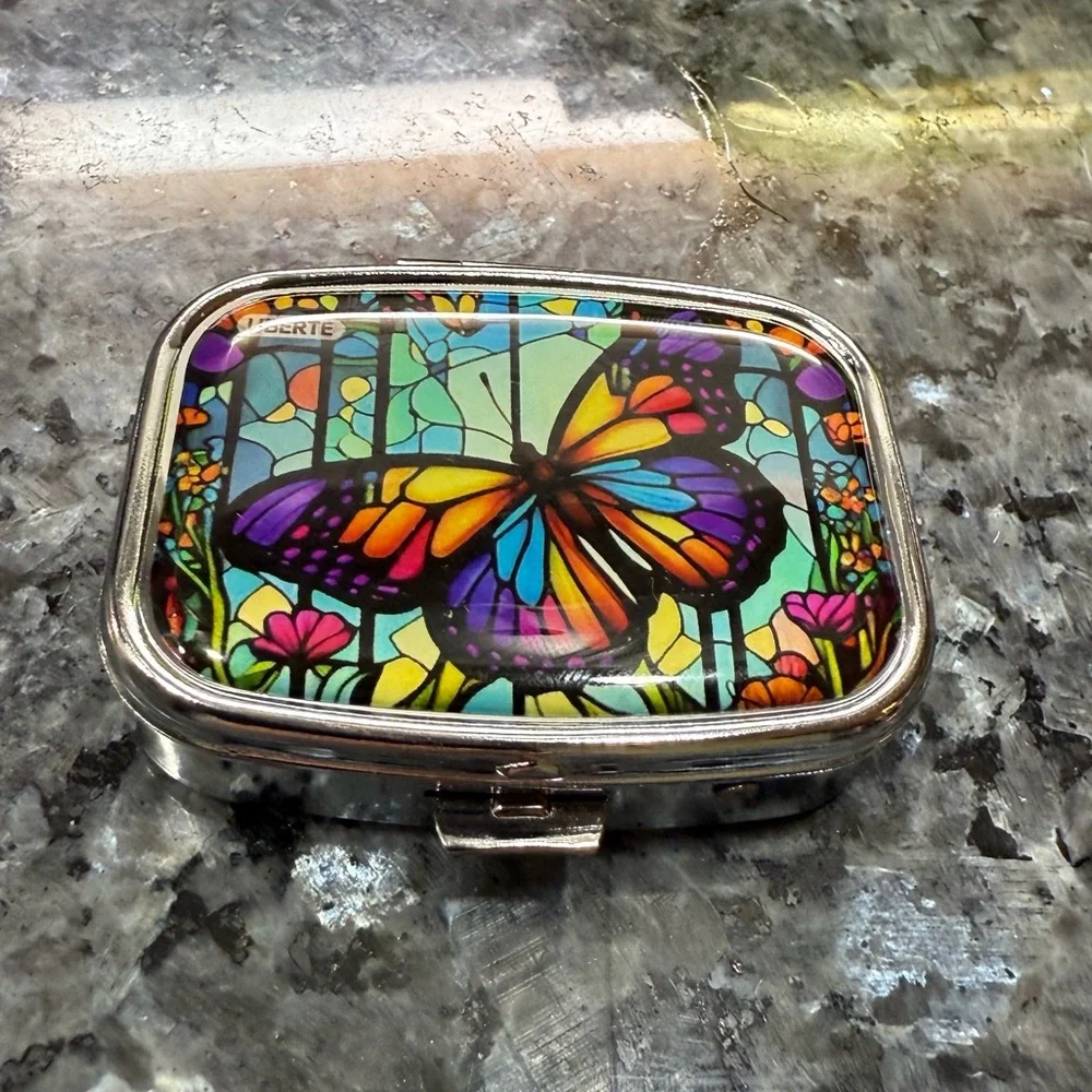 NWOT Colorful Butterfly Pill Case #4 - Picture 3 of 7